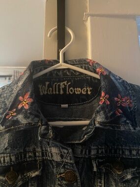 Jean jacket hand painted with cherry blossom flowers.